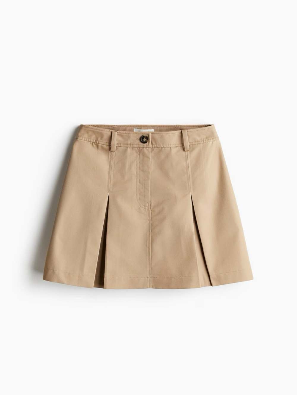H&M Beige Pleated Skirt with Belt Loops